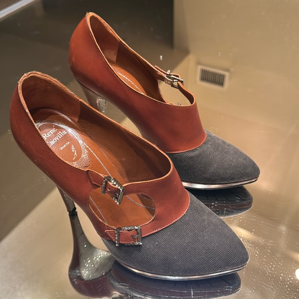 Rene Caovilla Corduroy Leather Booties